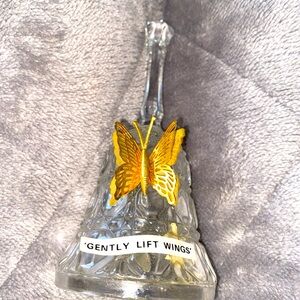 Vintage Lefton  Crystal Bell‎ Gold  Butterfly  Applique  05732